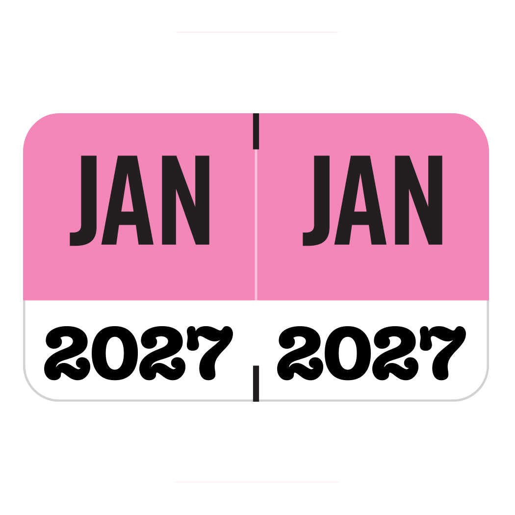 Jeter Month/Year Labels, January 2027, 1" X 1-5/8" Laminated- Pack of 225