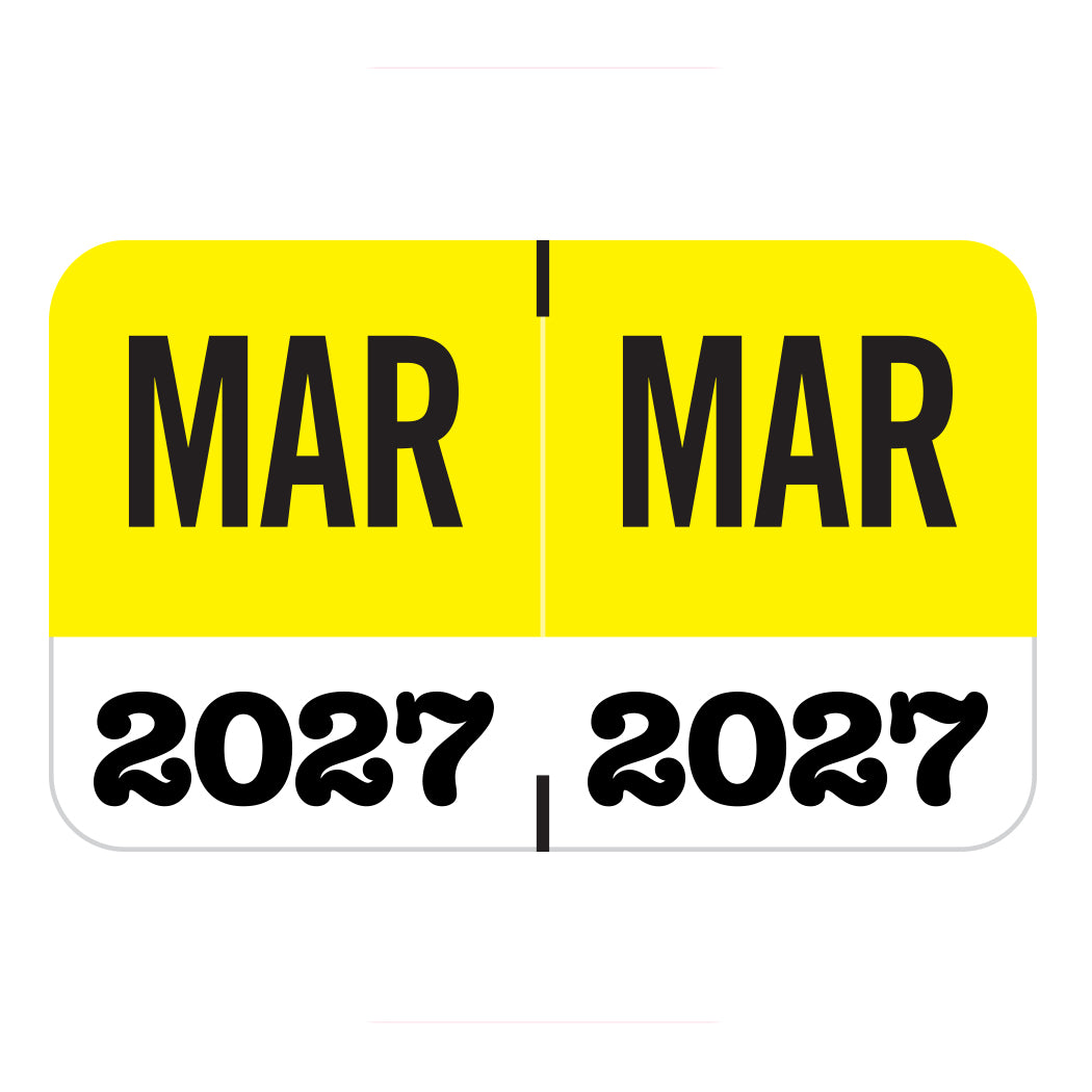 Jeter Month/Year Labels, March 2027, 1" X 1-5/8" Laminated- Pack of 225