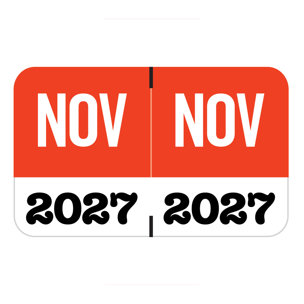 Jeter Month/Year Labels, November 2027, 1" X 1-5/8" Laminated- Pack of 225