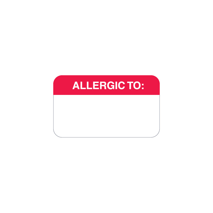 MAP1000 ALLERGIC TO:- Red/White 1-1/2" X 7/8" (Roll of 250)