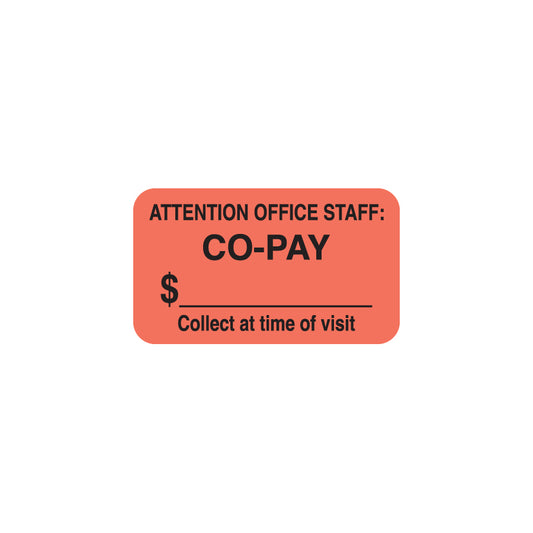 MAP1310 CO-PAY- Fluorescent Red 1-1/2" X 7/8" (Roll of 250)