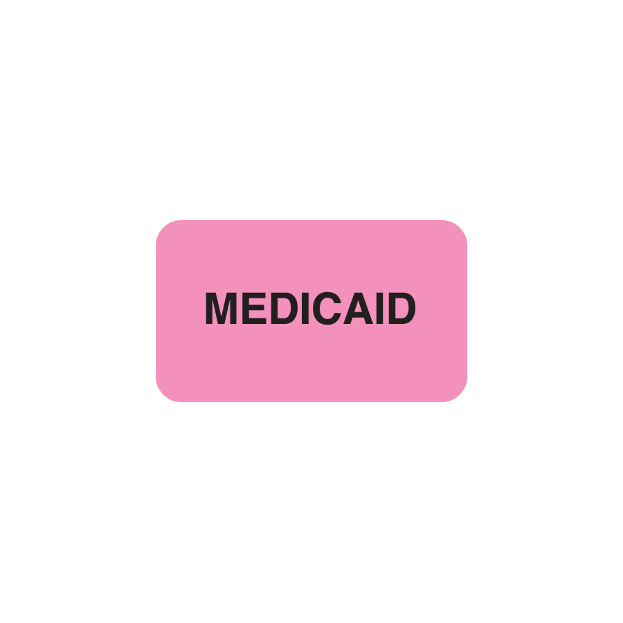 MAP1340 MEDICAID- Fluorescent Pink 1-1/2" X 7/8" (Roll of 250)