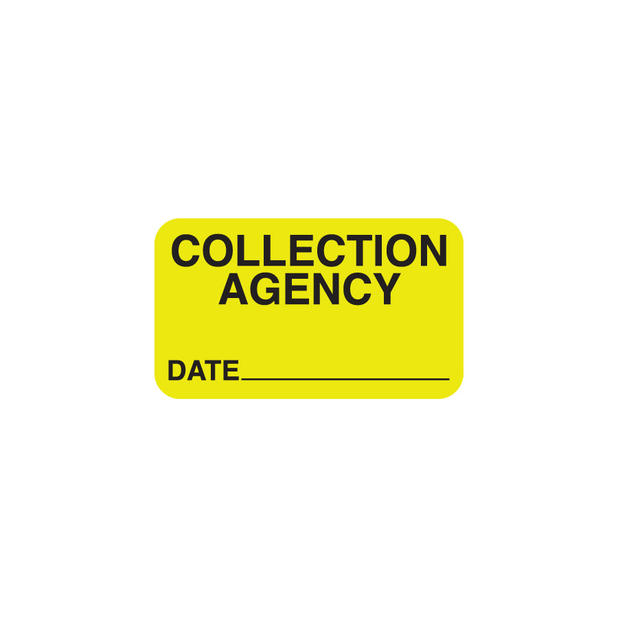 MAP2180 COLLECTION AGENCY- Fluorescent Chartreuse 1-1/2" X 7/8" (Roll of 250)