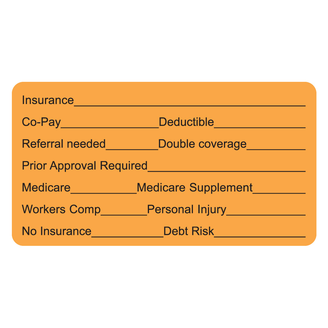 MAP2950 INSURANCE- Fl Orange 3-1/4" X 1-3/4" (Roll of 250)