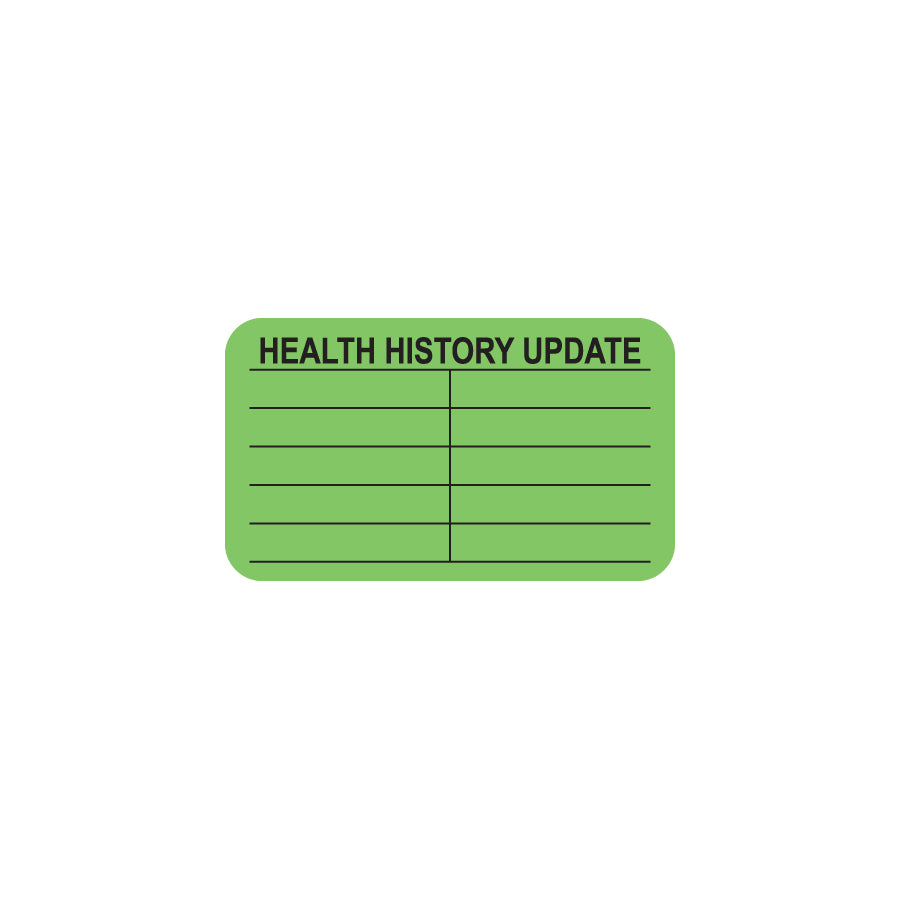 MAP3570 HEALTH HISTORY- Fluorescent Green 1-1/2" X 7/8" (Roll of 250)