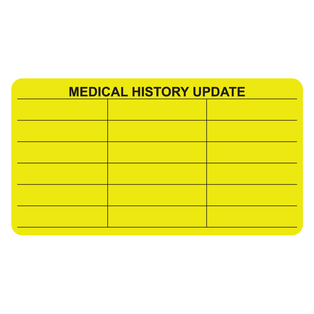 MAP3600 MEDICAL HISTORY- Fluorescent Chartreuse 3-1/4" X 1-3/4" (Roll of 250)