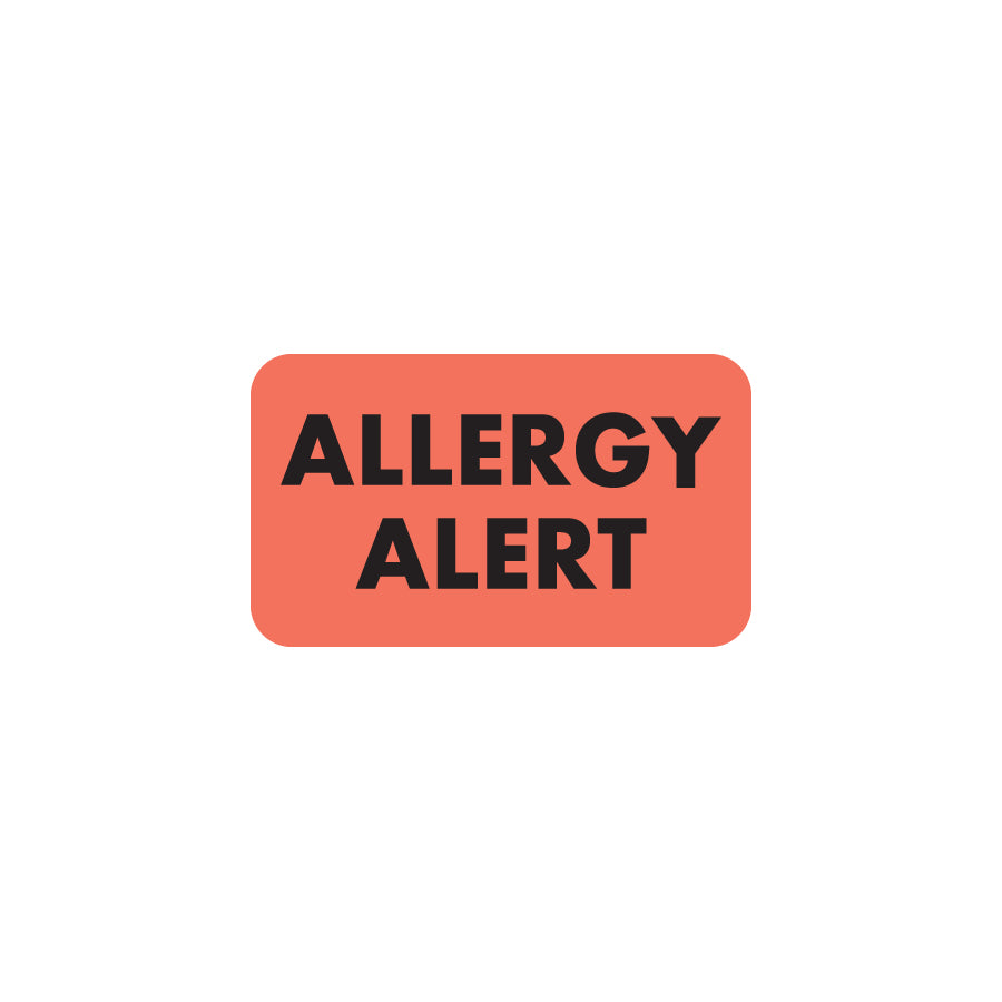 MAP4930 ALLERGY ALERT- Fluorescent Red 1-1/2" X 7/8" (Roll of 250)