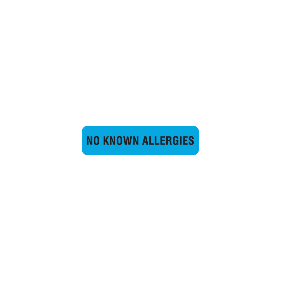 MAP506 NO KNOWN ALLERGIES- Lt Blue 1-1/4" X 5/16"- Roll of 500