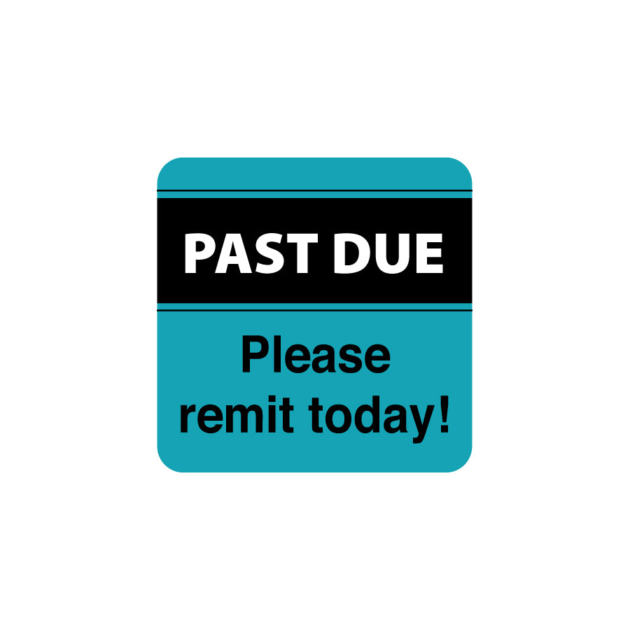 MAP5940 PAST DUE- Teal/Black/White 1-1/2" X 1-1/2" (Roll of 250)