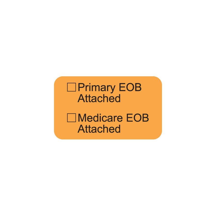 MAP7058 EOB ATTACHED- Fluorescent Orange 1-1/2" X 7/8" (Roll of 250)