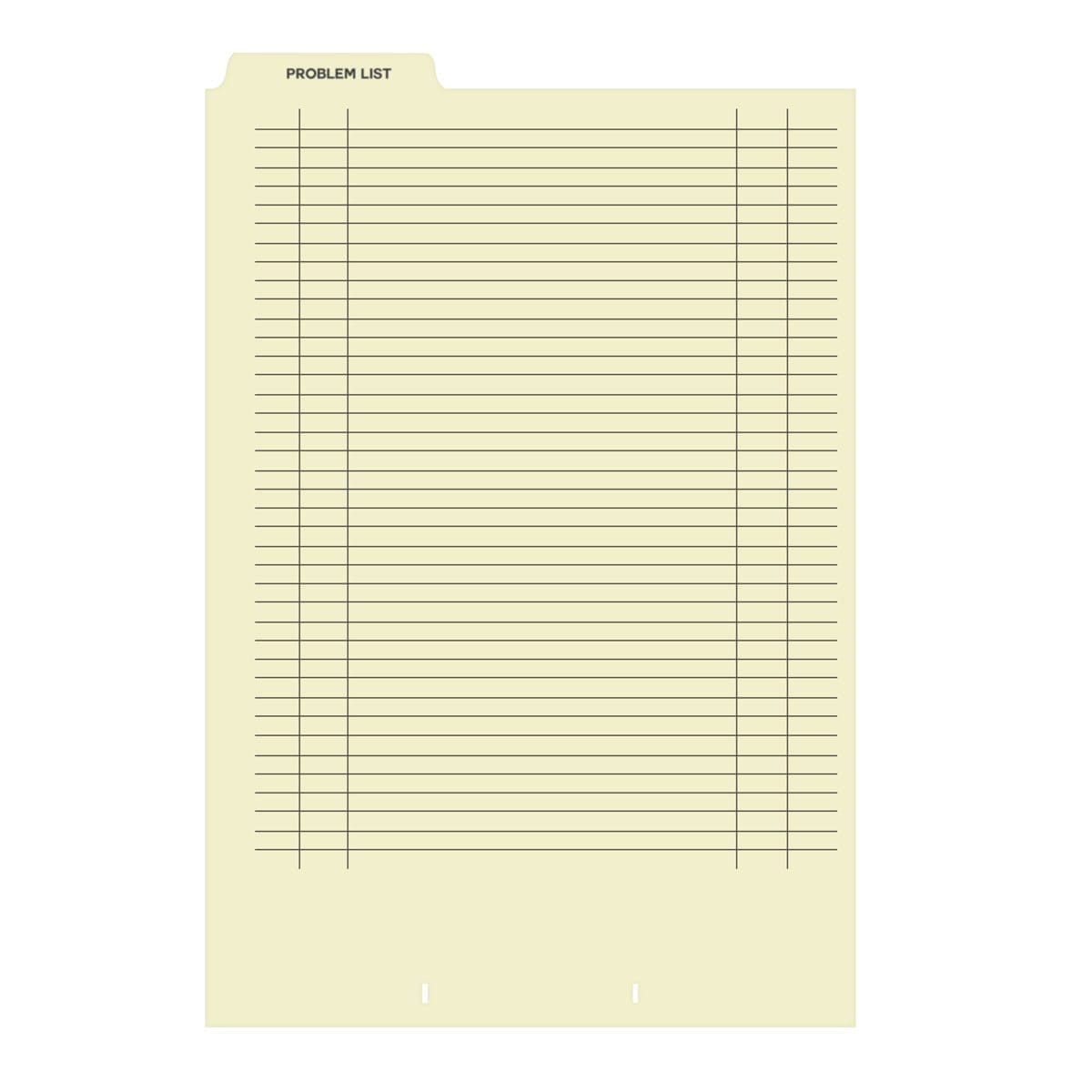 Preprinted Fileback Divider Sheets, Problem List (Box of 100)