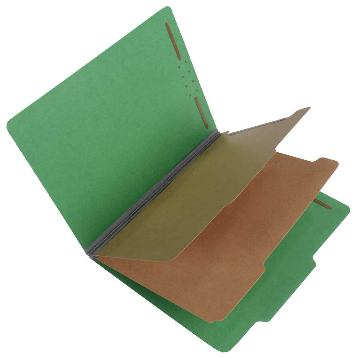 S60401 25 Pt Pressboard Classification Folders, 2/5 Cut ROC Top Tab, Letter Size, 2 Dividers, Emerald Green (Box of 15)