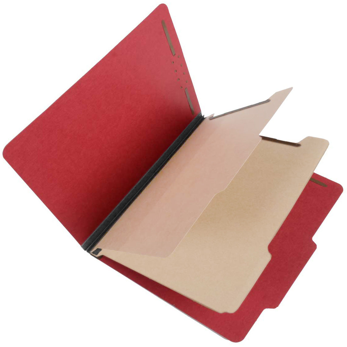 S60407 25 Pt Pressboard Classification Folders, 2/5 Cut ROC Top Tab, Letter Size, 2 Dividers, Ruby Red (Box of 15)