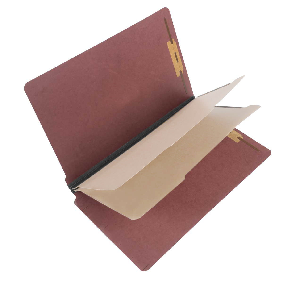S61935 25 Pt Pressboard Classification Folders, Full Cut End Tab, Legal Size, 2 Dividers, Carnelian Red (Box of 15)