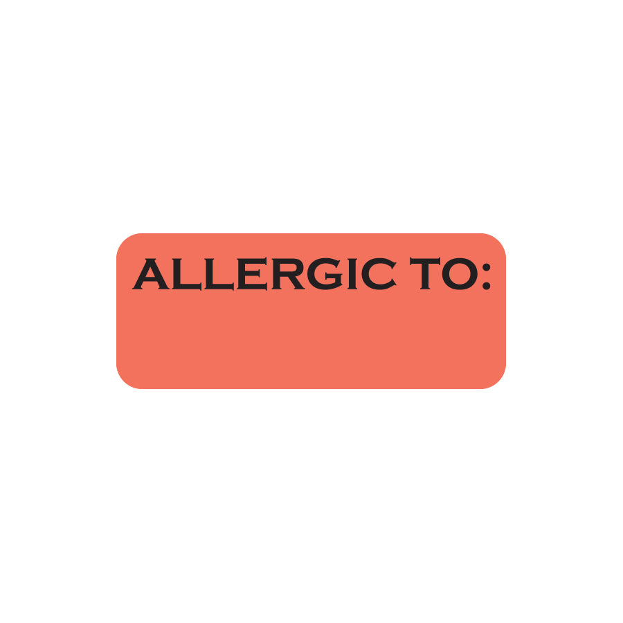 SS16 ALLERGIC TO:- Fluorescent Red 1-7/8" X 3/4" (Roll of 500)