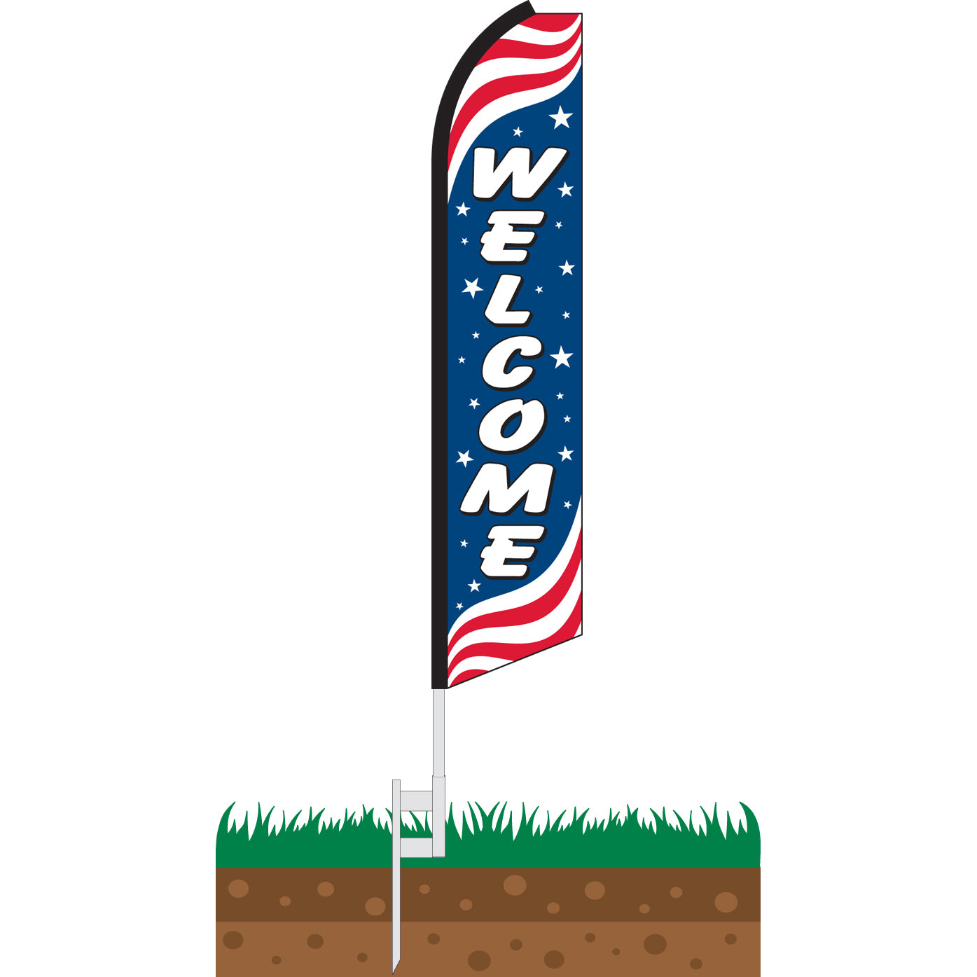 Welcome Patriotic Swooper Feather Flag