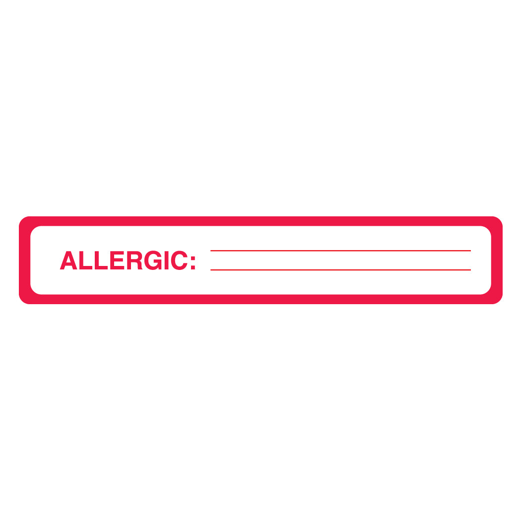 UL927 ALLERGIC:- Red/White 5-1/2" X 1"- Roll of 175