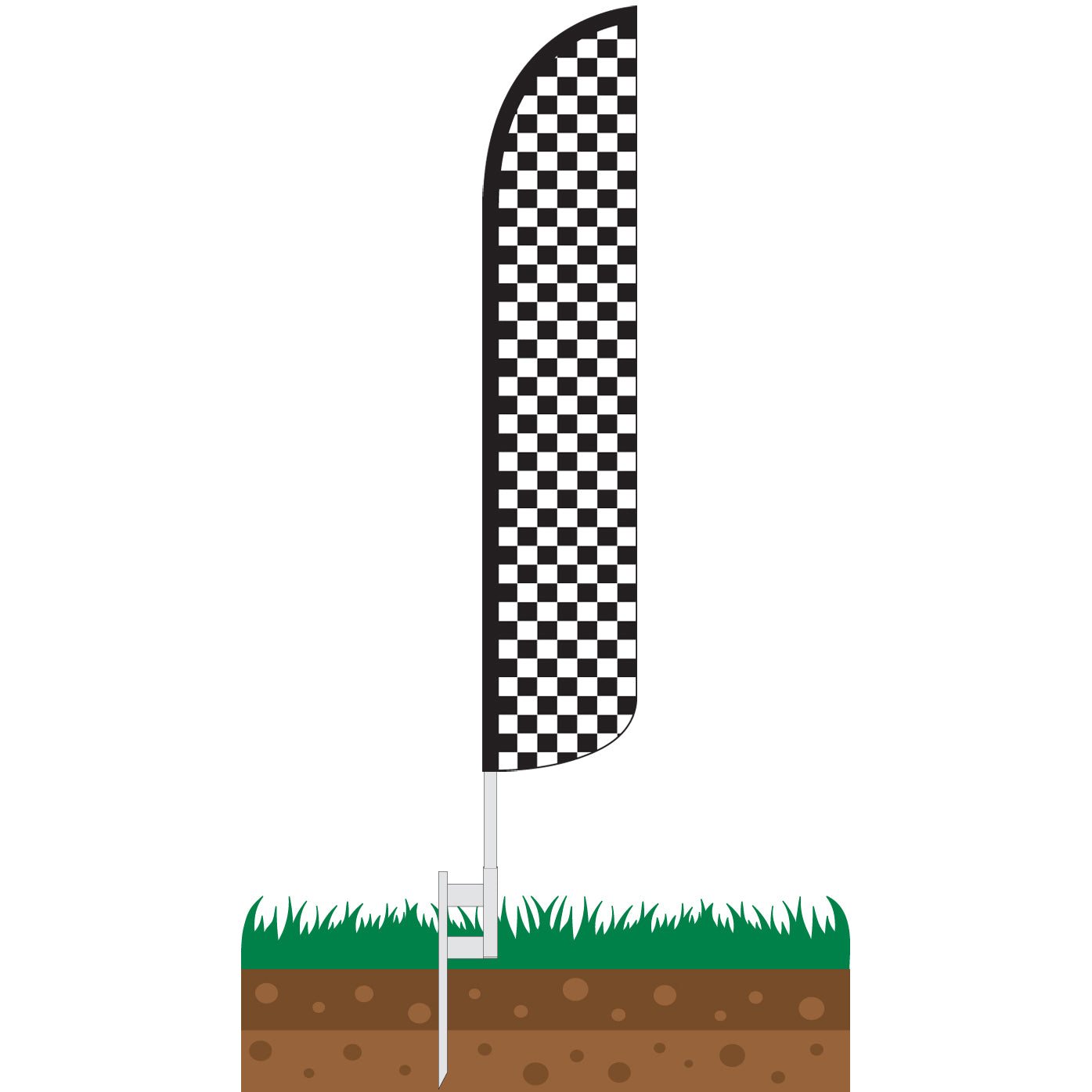 Checkered Black/White Wind-Free Feather Flag