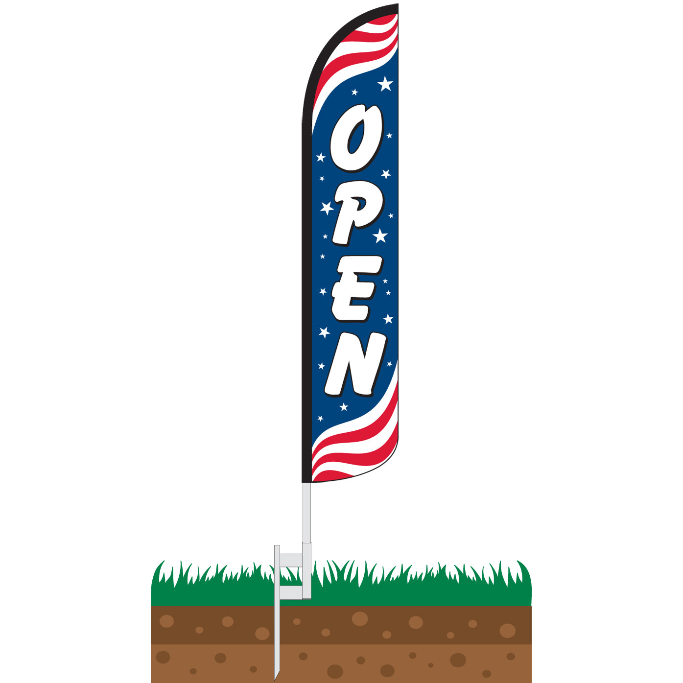 Open Patriotic Wind-Free Feather Flag