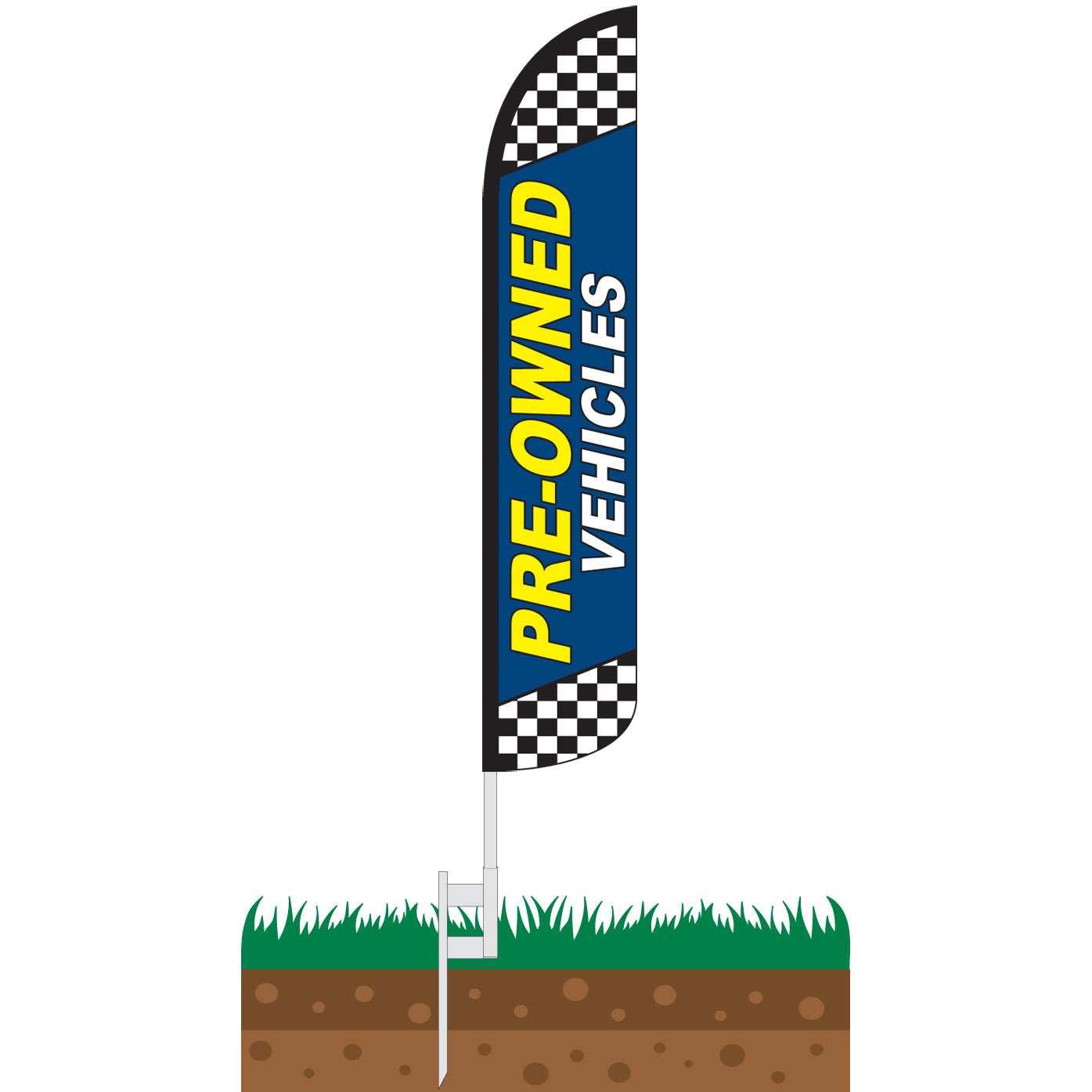 Pre-Owned Vehicles Blue Wind-Free Feather Flag