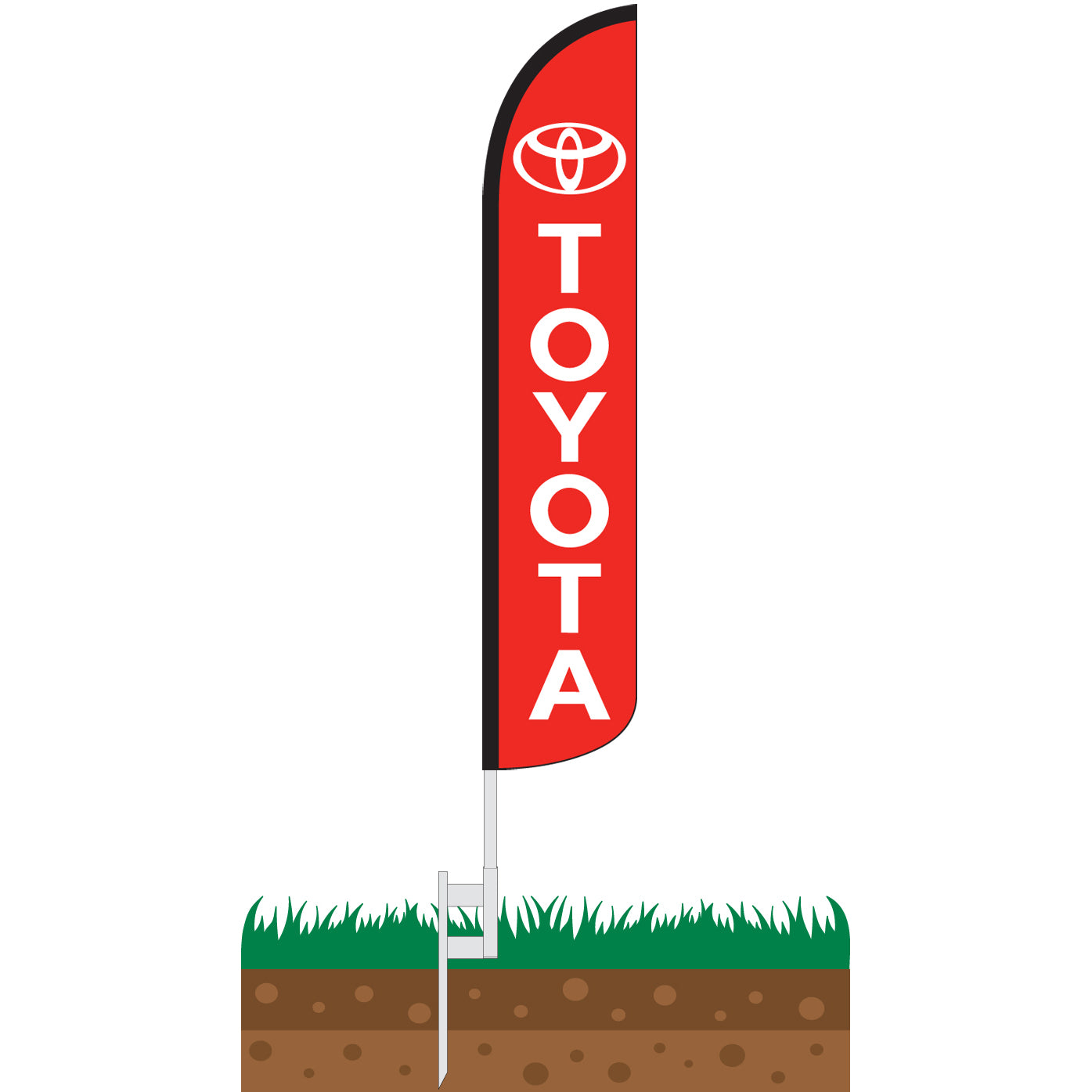 Toyota Red/White Wind-Free Feather Flag