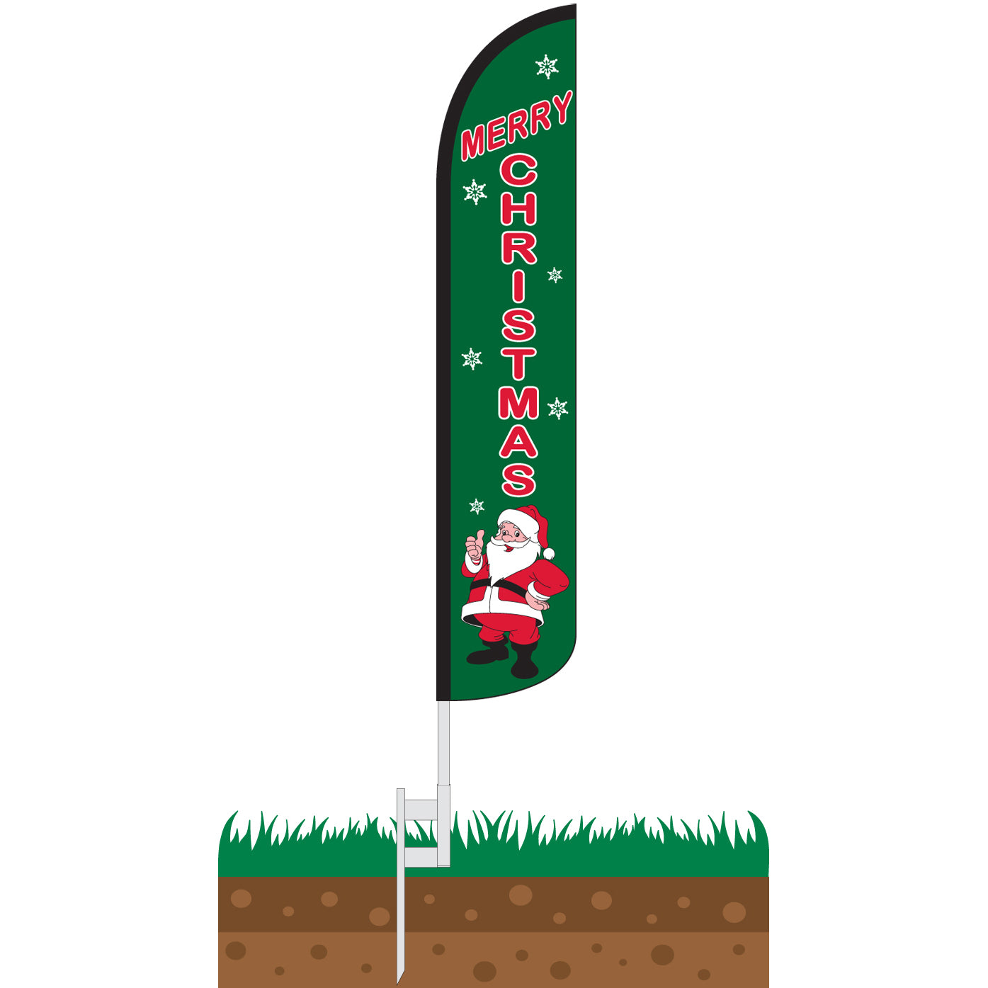 Merry Christmas Wind-Free Feather Flag