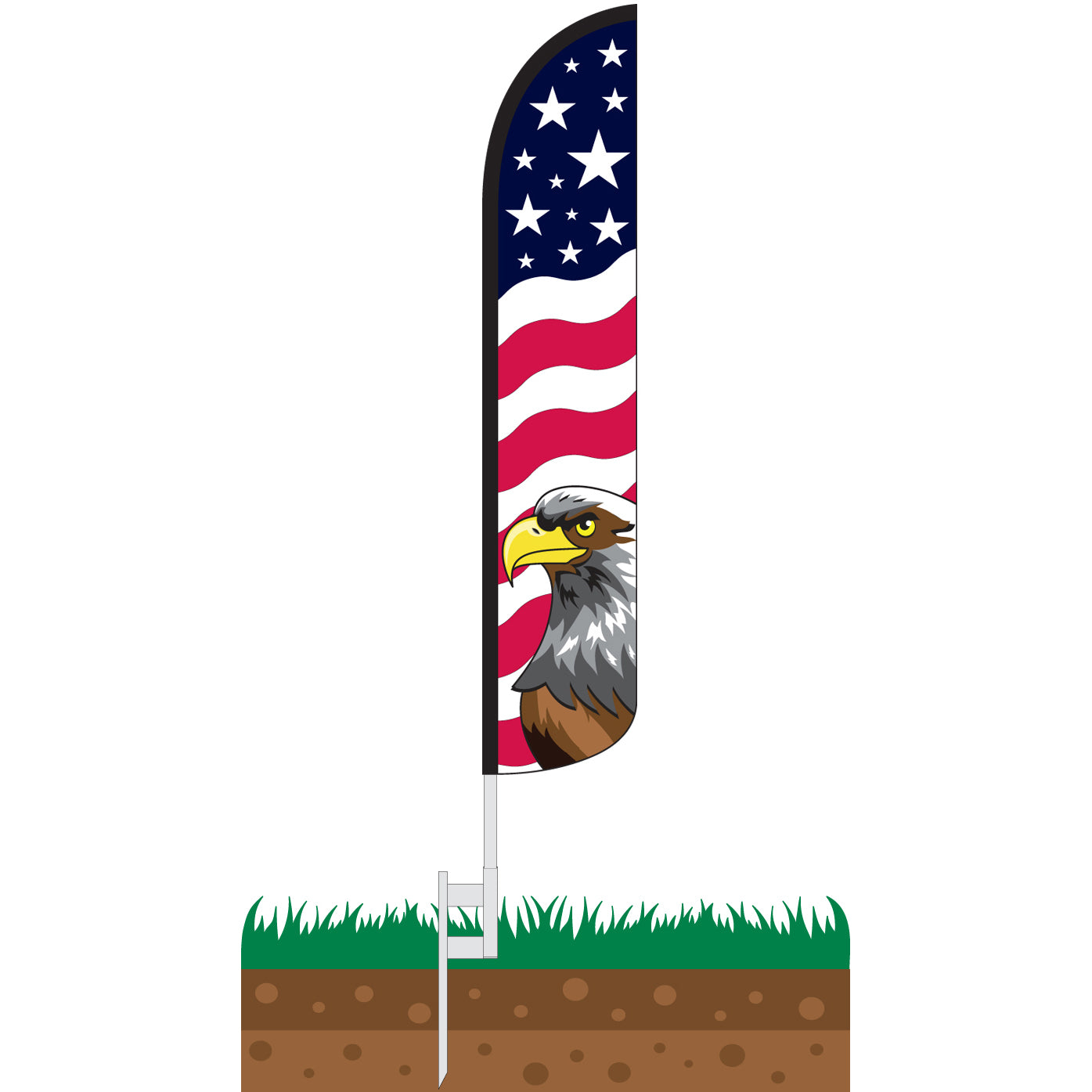 Stars & Bars Eagle Wind-Free Feather Flag