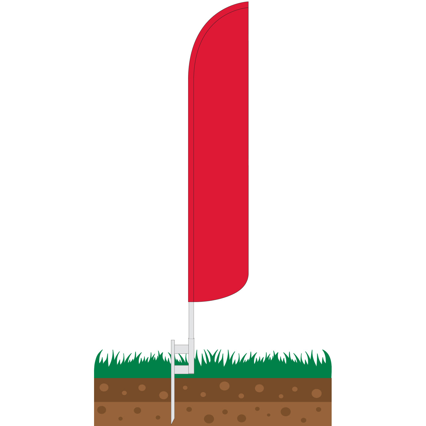 Solid Red Wind-Free Feather Flag