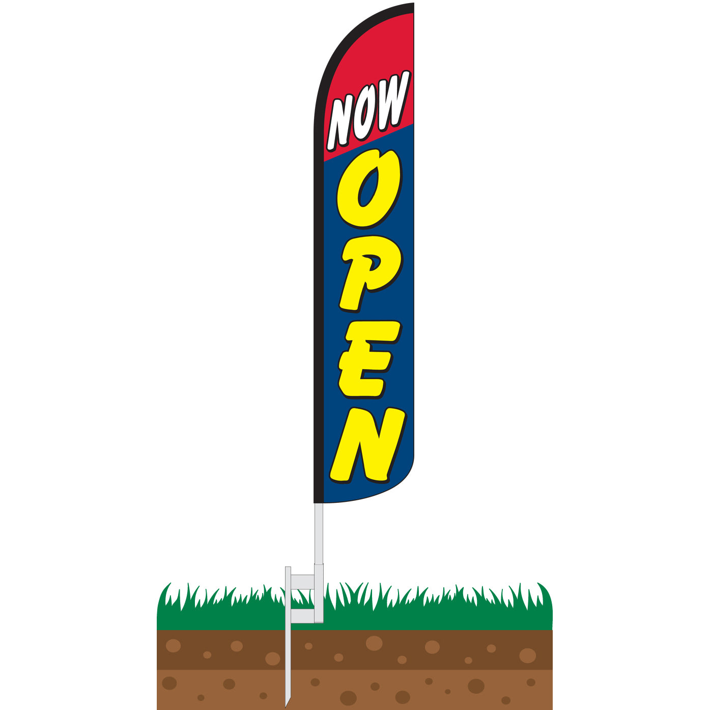 Now Open Wind-Free Feather Flag