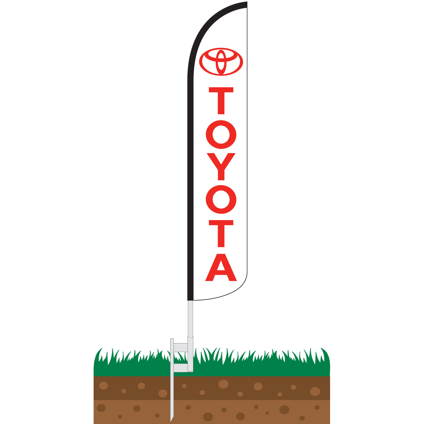 Toyota White/Red Wind-Free Feather Flag