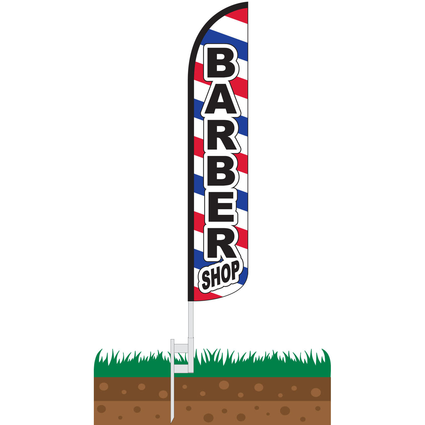 Barber Shop Wind-Free Feather Flag
