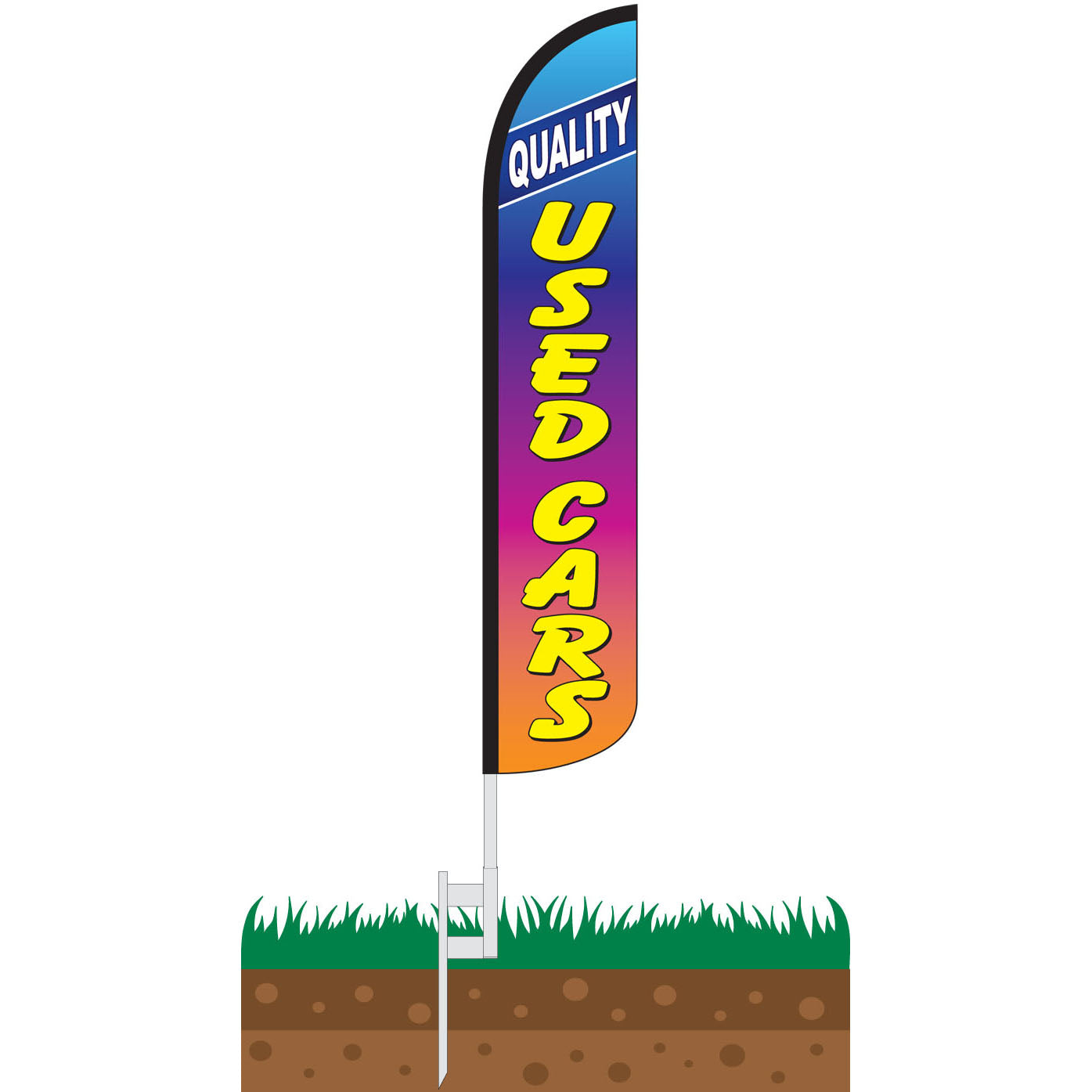 Quality Used Cars Rainbow Wind-Free Feather Flag