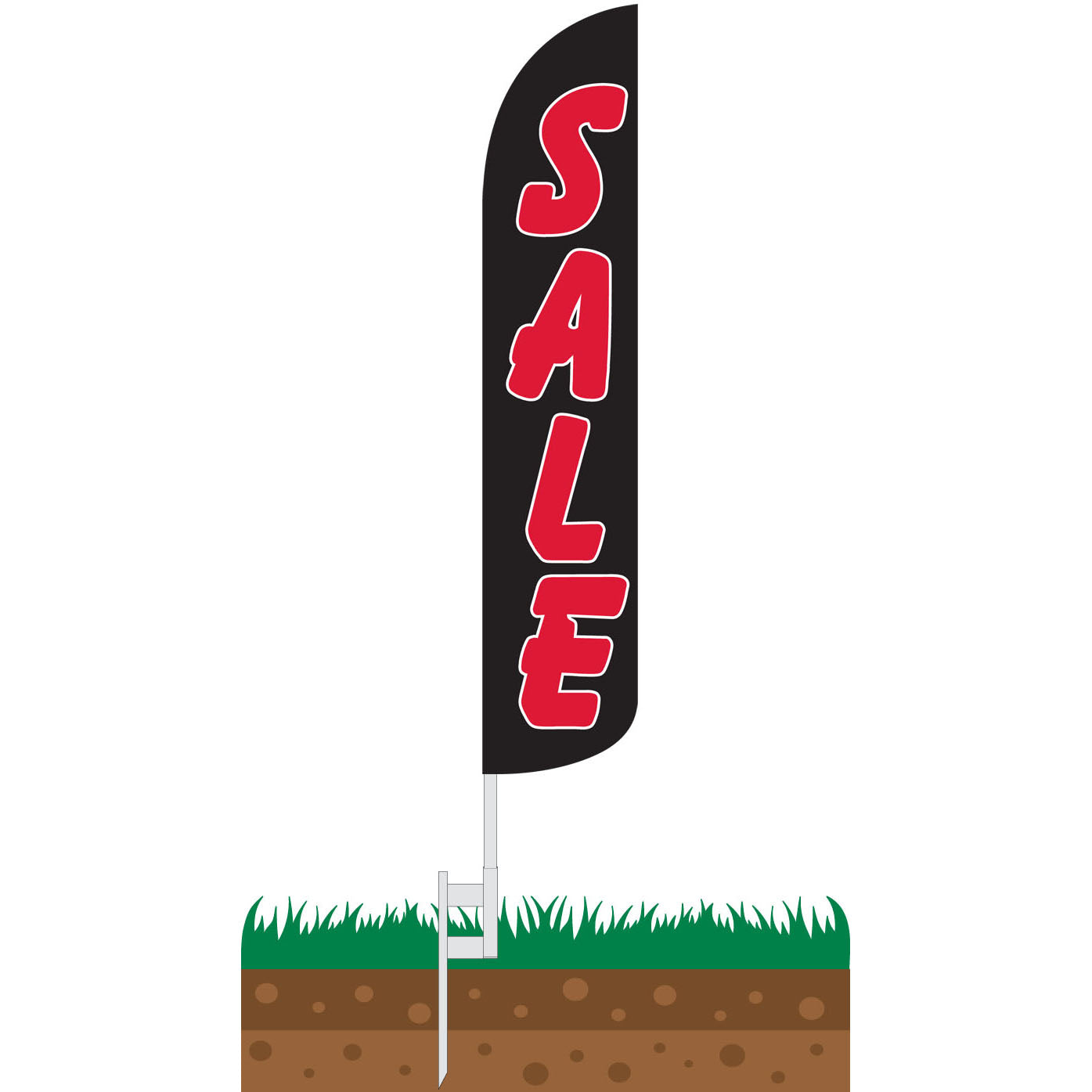 Sale (Black & Red) Wind-Free Feather Flag