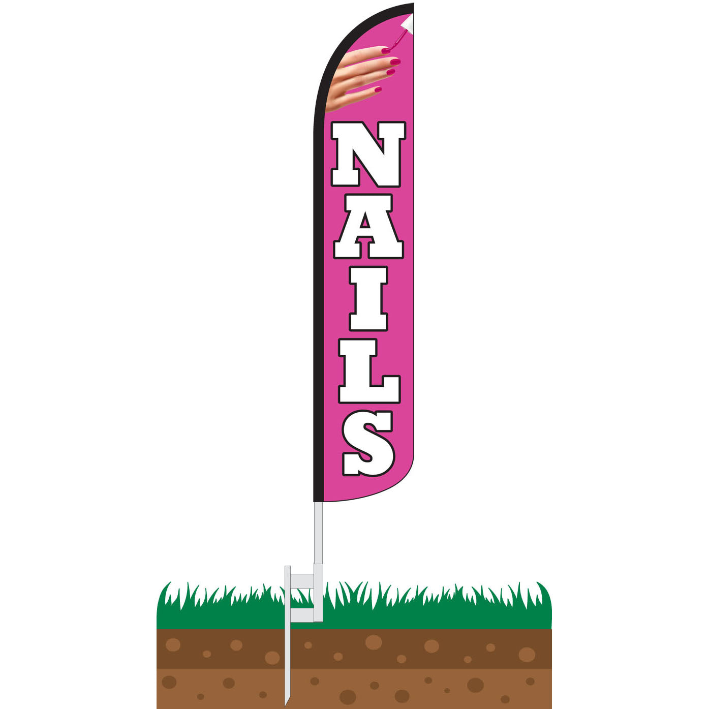 Nails Wind-Free Feather Flag