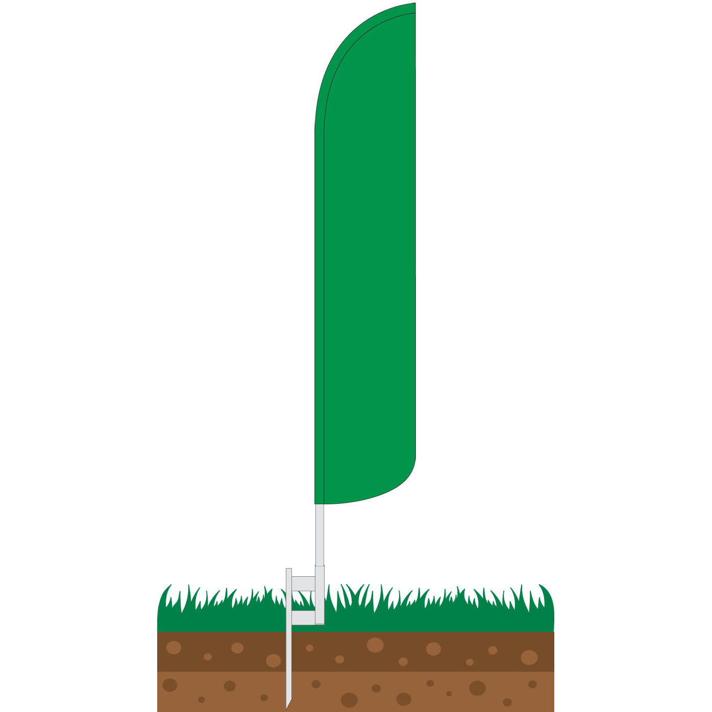 Solid Green Wind-Free Feather Flag