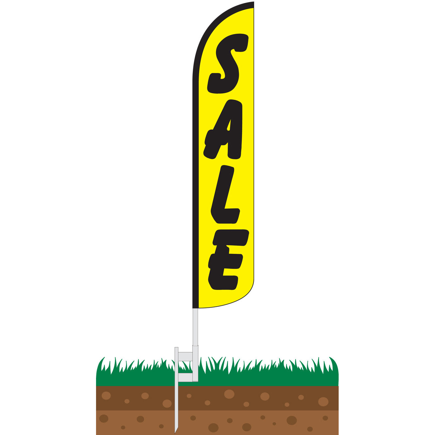 Sale (Yellow & Black) Wind-Free Feather Flag
