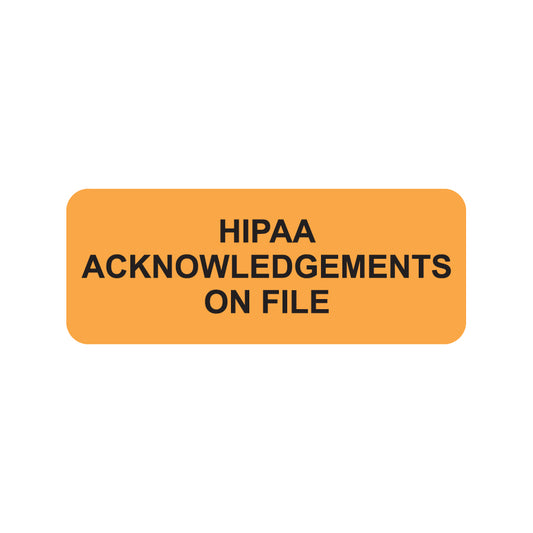 A1000 HIPAA ACKNOWLEDGEMENTS-Fluorescent Orange 2-1/4" X 7/8" (Roll of 420)