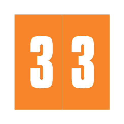 Ames Numeric "3" Labels 1-7/8" X 1-7/8" Laminated- Roll of 500
