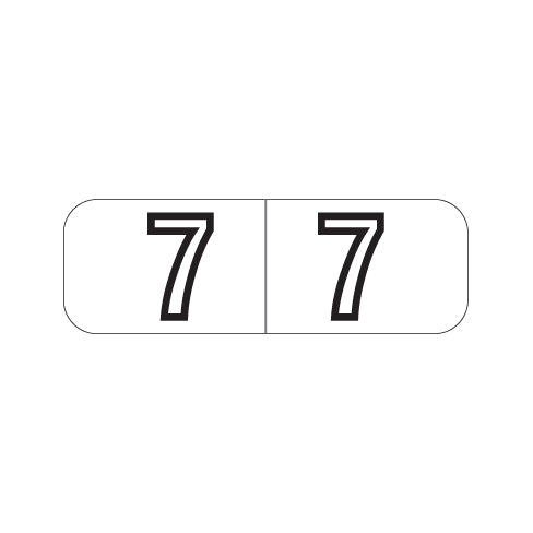 Barkley NBWM White Numeric "7" Labels 1/2" X 1-1/2" Laminated- Roll of 500
