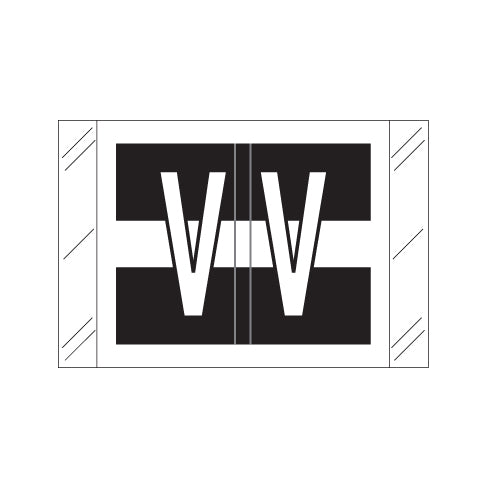 Col'R'Tab 12030 "V" Labels 1" X 1-1/2" Laminated- Roll of 500