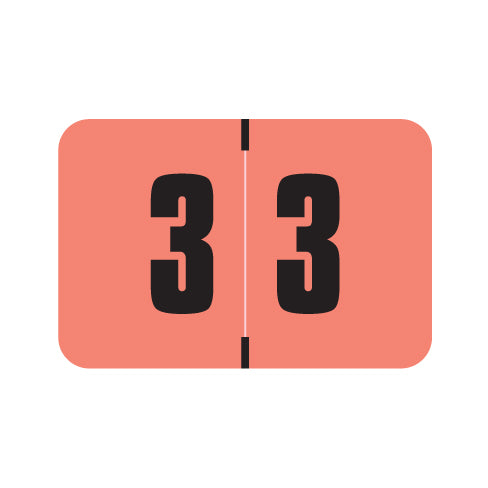 Digi Color DCNM "3" Labels 1" X 1-1/2" Laminated- Roll of 250