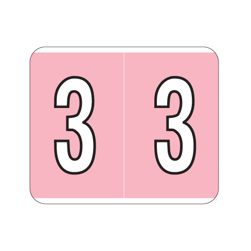 Kardex PSF-138 "3" Labels 1-1/4" X 1-1/2" Laminated- Roll of 500