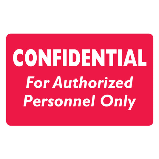 MAP253 CONFIDENTIAL AUTHORIZED PERSONNEL ONLY- Red, 4" X 2-1/2"- Roll of 100