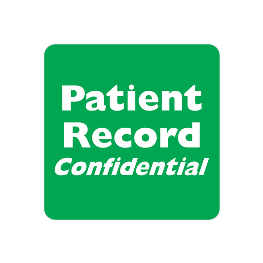 MAP255 PATIENT RECORD CONFIDENTIAL- Green 2" X 2"- Roll of 500