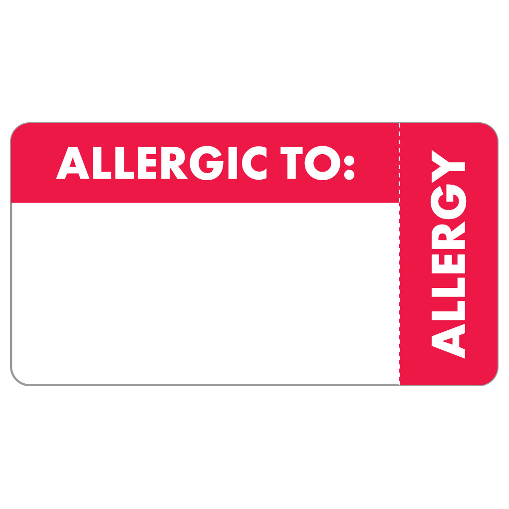 MAP6440 ALLERGIC TO:- Red/White 3-1/4" X 1-3/4" (Roll of 250)