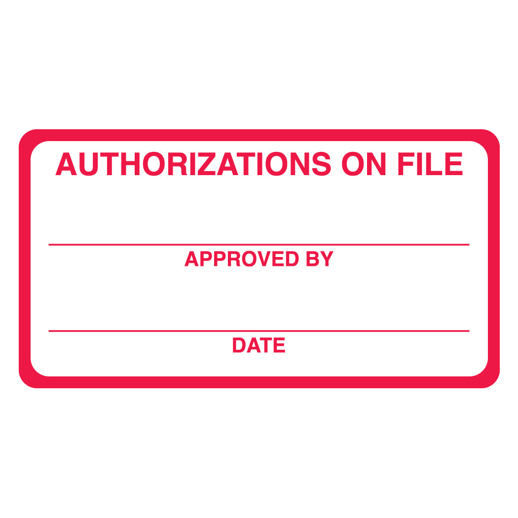 MAP6880 AUTHORIZATIONS ON FILE- Red/White 3-1/4" X 1-3/4" (Roll of 250)