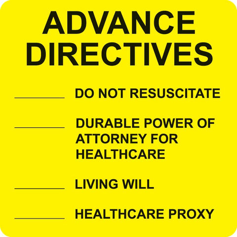 A1016 ADVANCED DIRECTIVES- Fl Yellow, 2-1/2" X 2-1/2" (Roll of 390)