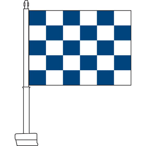 Checkered (Blue & White) Car Flag, 11" x 15"
