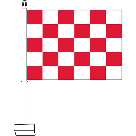 Checkered (Red & White) Car Flag, 11" x 15"