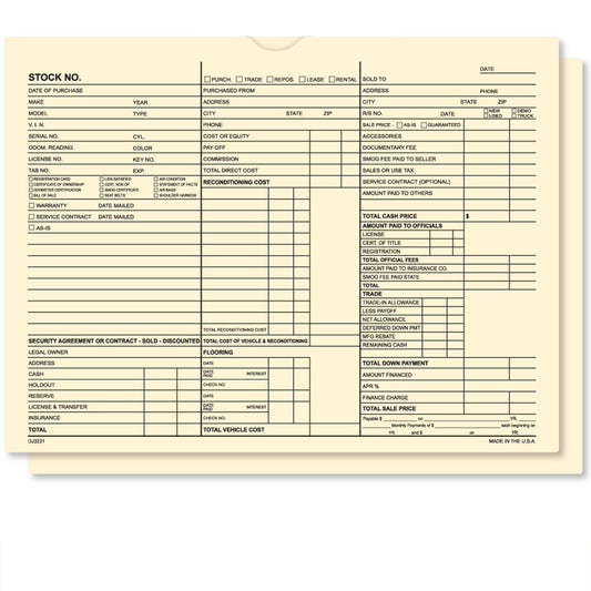 3-In-1 Vehicle Deal Jackets , 9" x 12" (Box of 100)